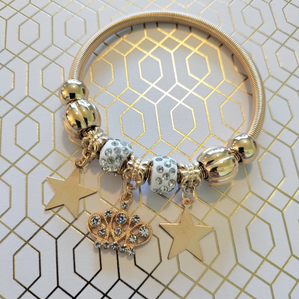 ⭐Crown Star Beaded Stretch Charm Bracelet